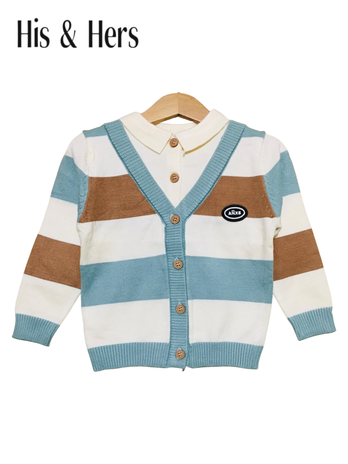 His&Hers Stripped Sweater Cardigans With Colar