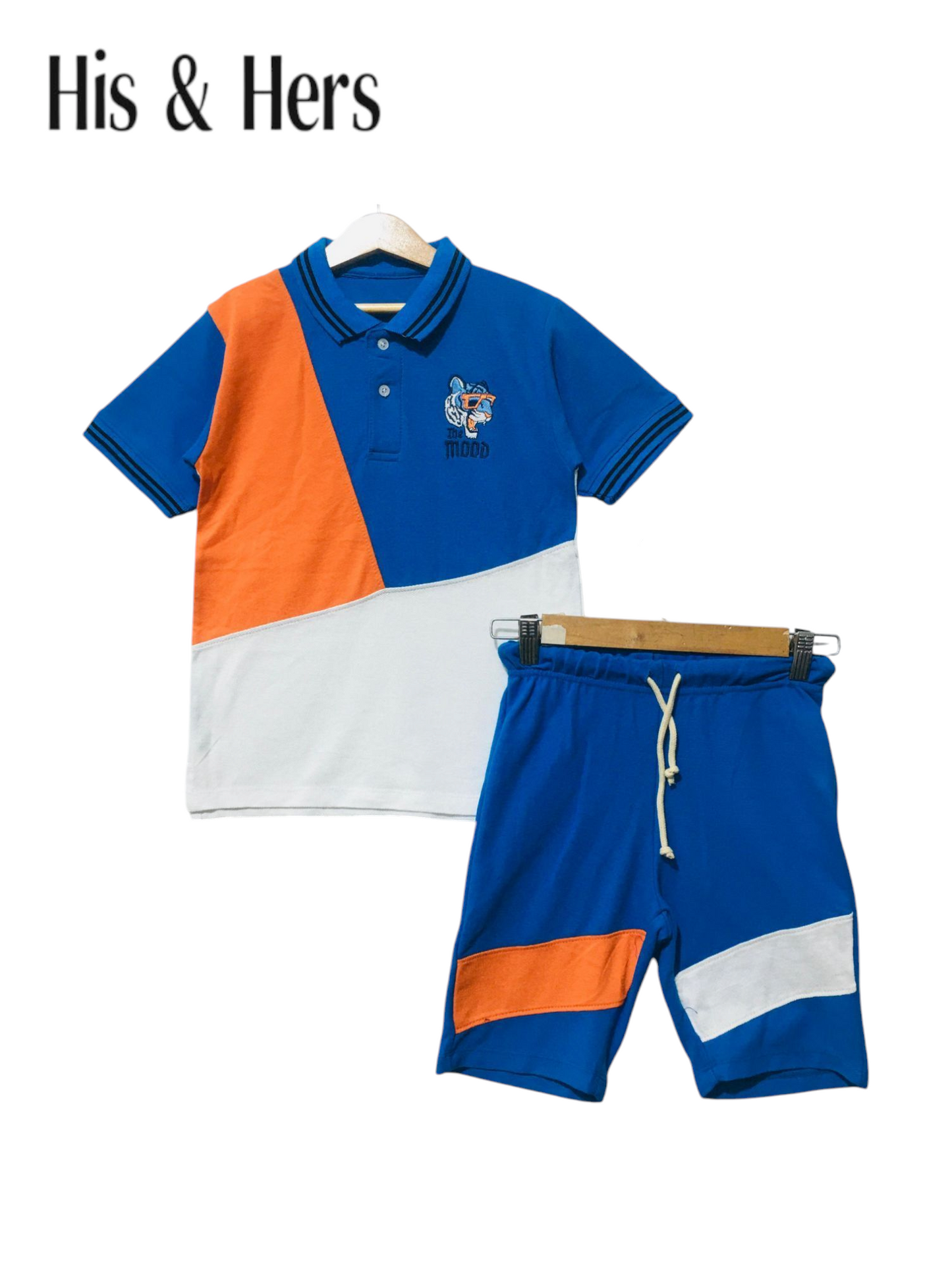 White&Orange& Blue Collar Polo Nicker Suit Boys 209