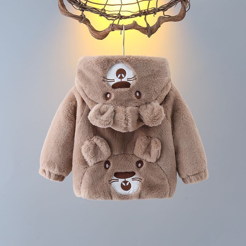 Plush Teddy Bear Hoodie Jacket – Brown Fur with 3D Ears & Paw Pockets