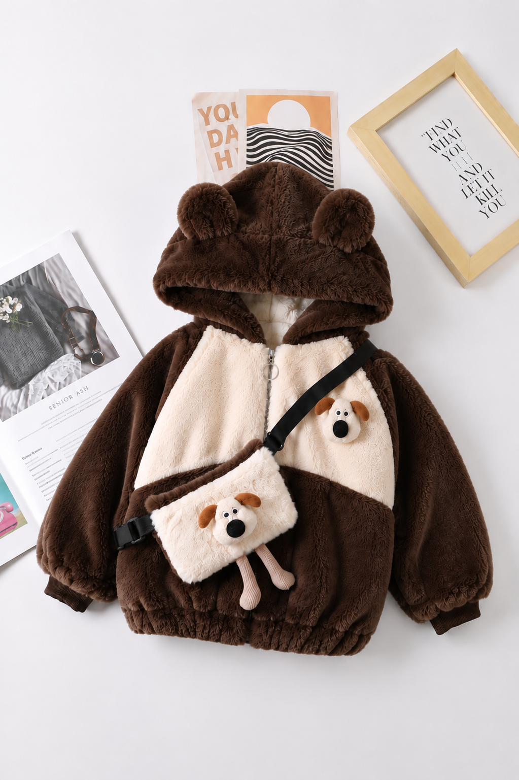 Puppy Doll Plush Jacket – Chocolate Brown