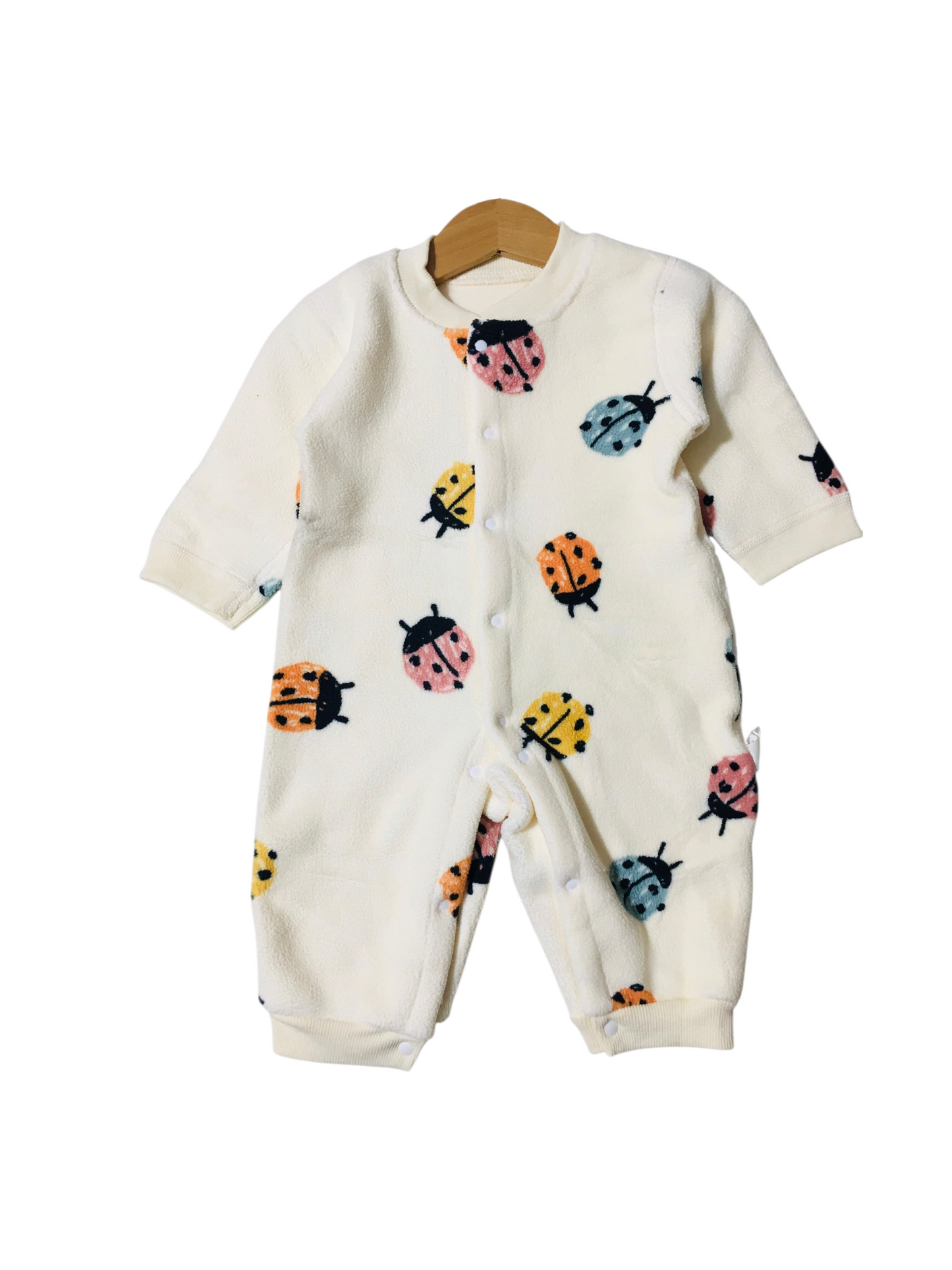 Adorable Ladybug Print Cream Jumpsuit Bodysuit