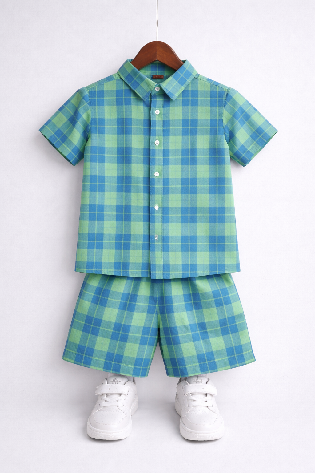 Blue Checked Cotton Nicker Suit Boys 526