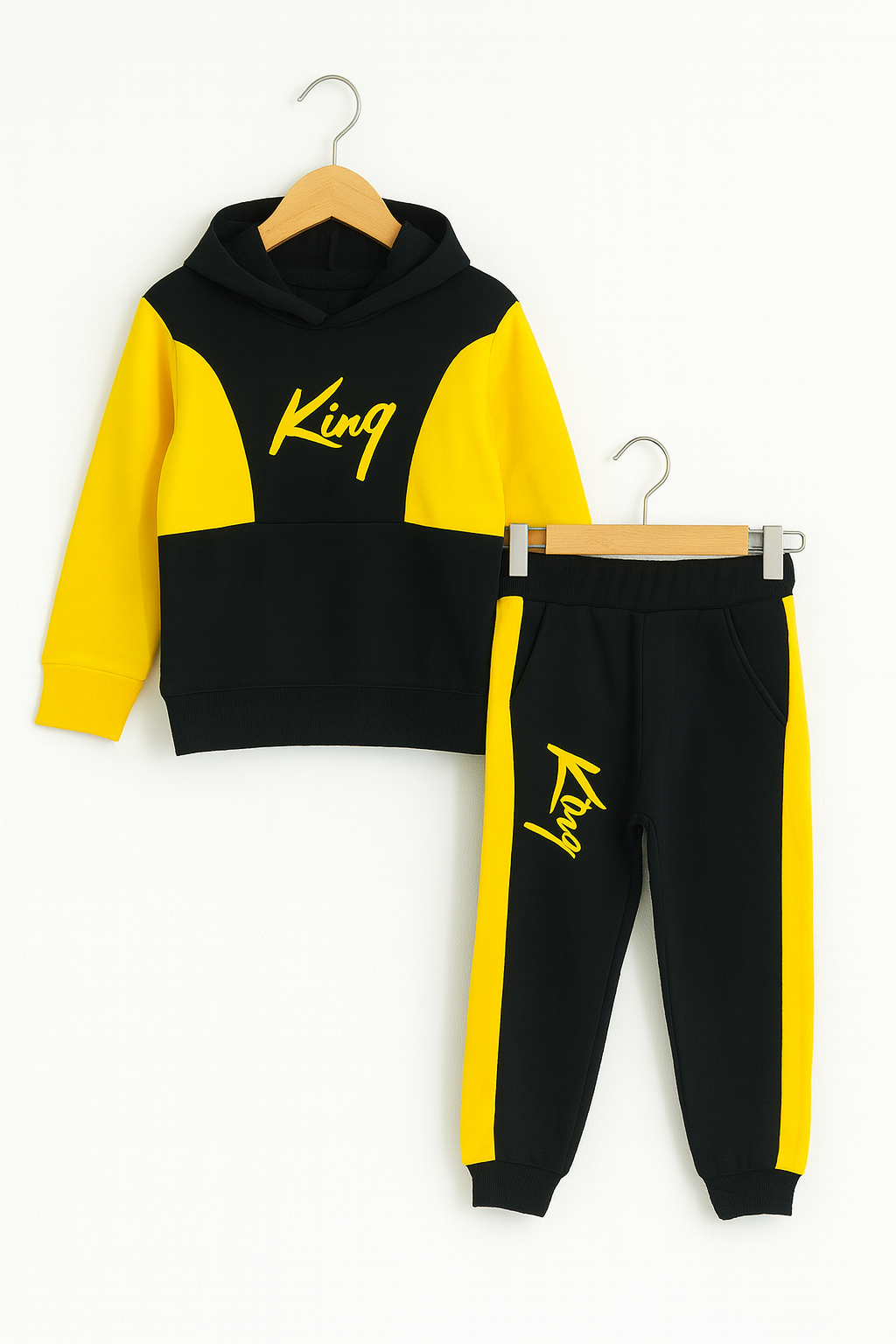 King Black &Yellow Hoodie Tracksuit 292