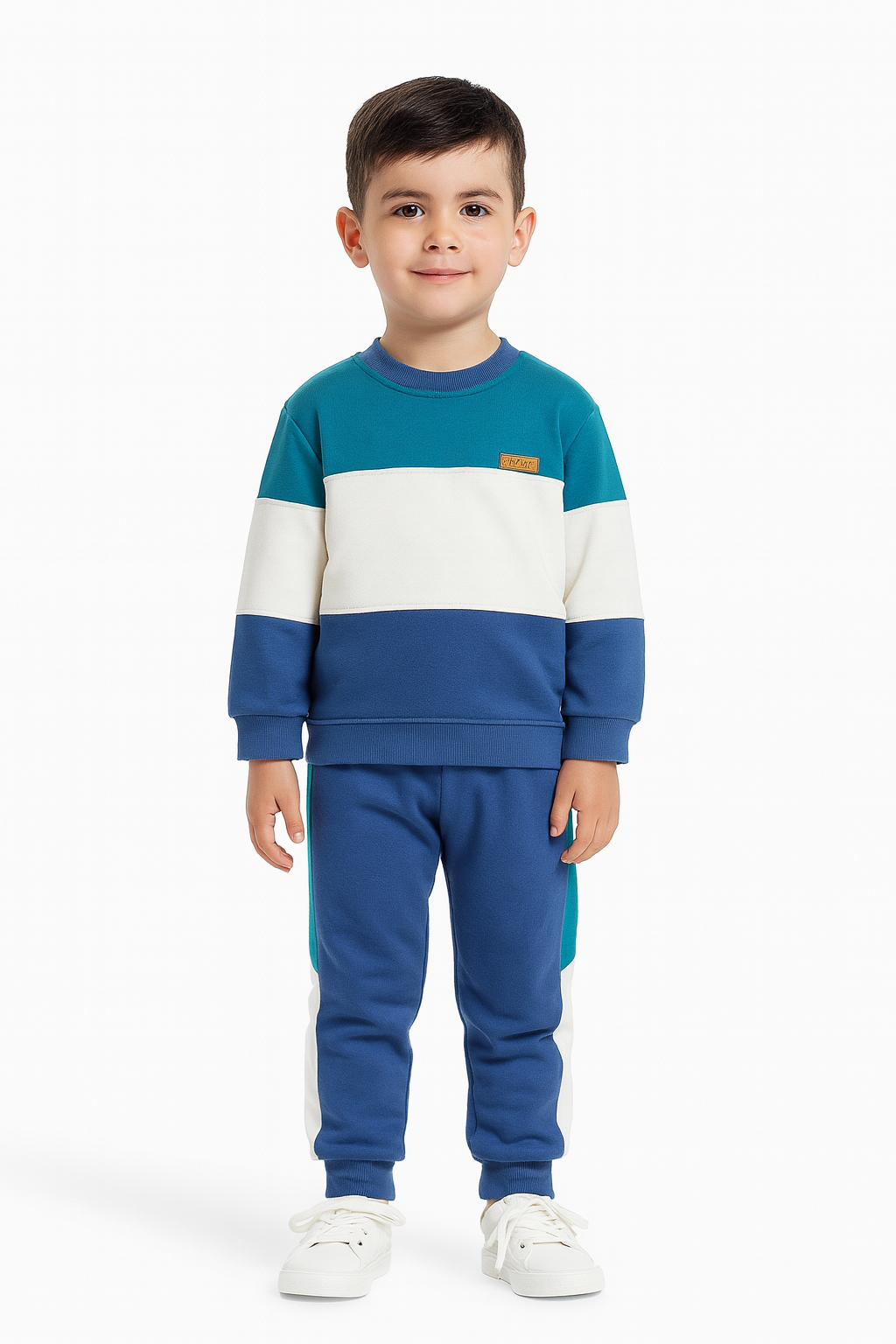 Boys’ Colorblock Tracksuit – Sky Blue White and Blue 409