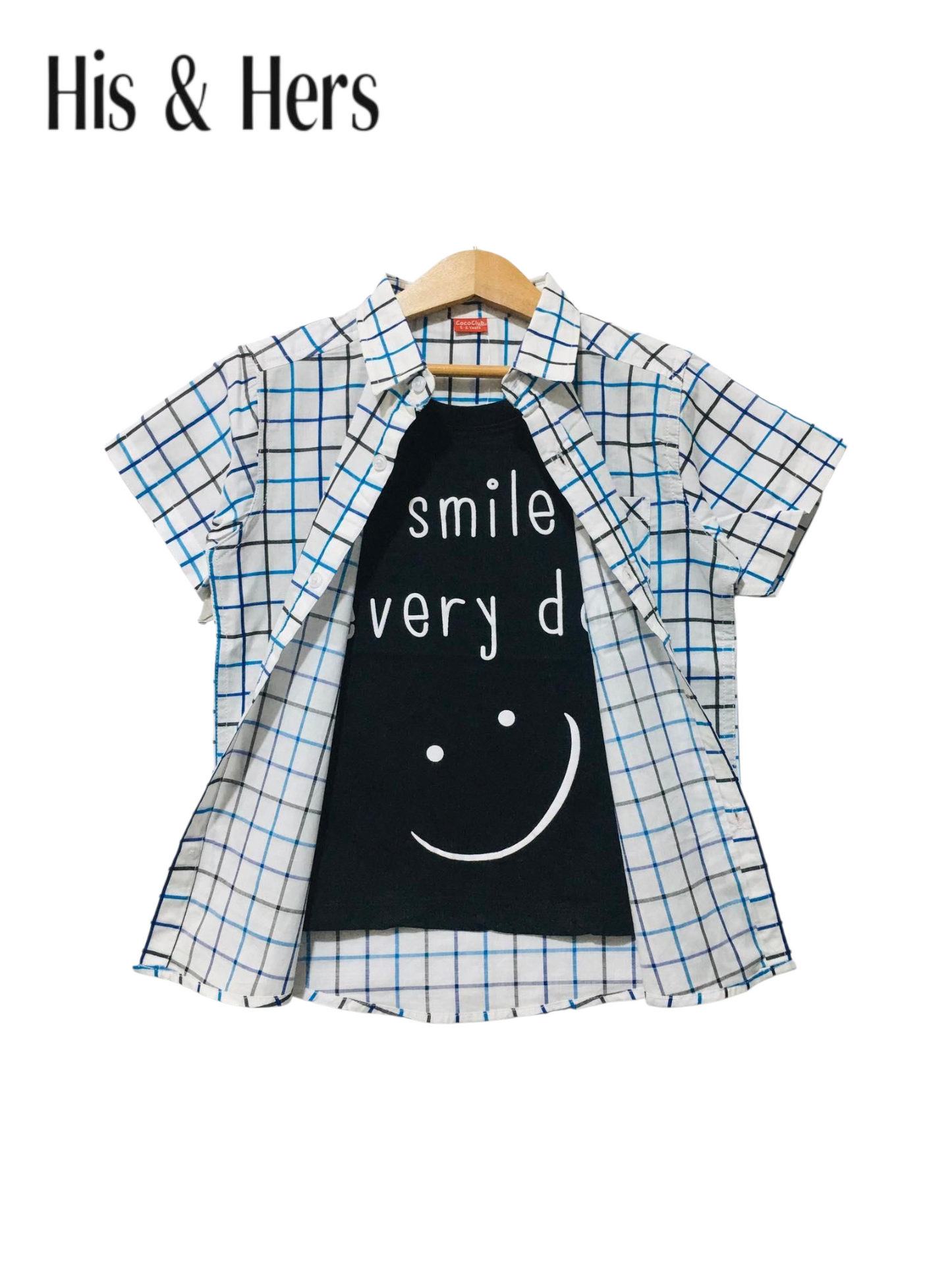 Blue & Black Checked Double Casual Shirt Boys