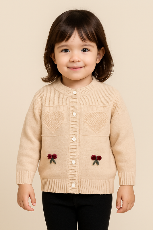 His&Hers Cherry Knot Knited Beige Sweater Cardigans