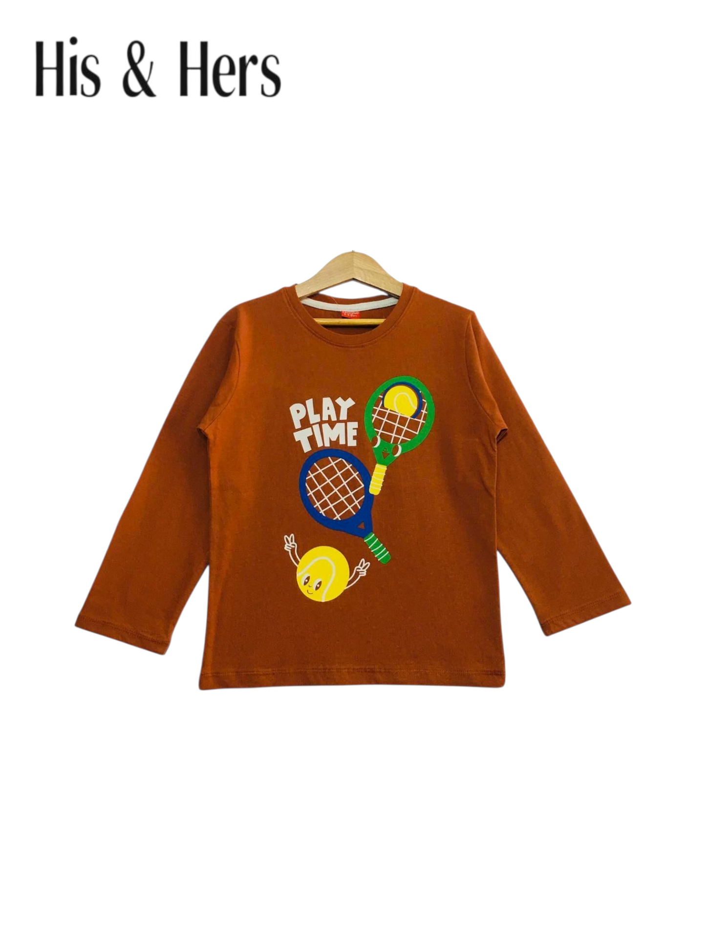 PLAY TIME Burnt Orange Full Sleeves T-Shirt