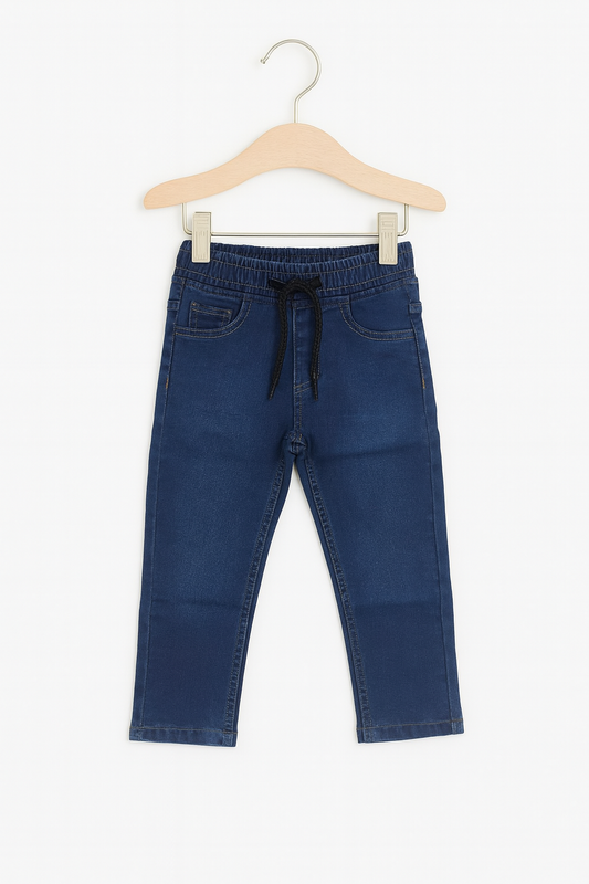 Elastic Waist Mid Blue Jeans Boys 120