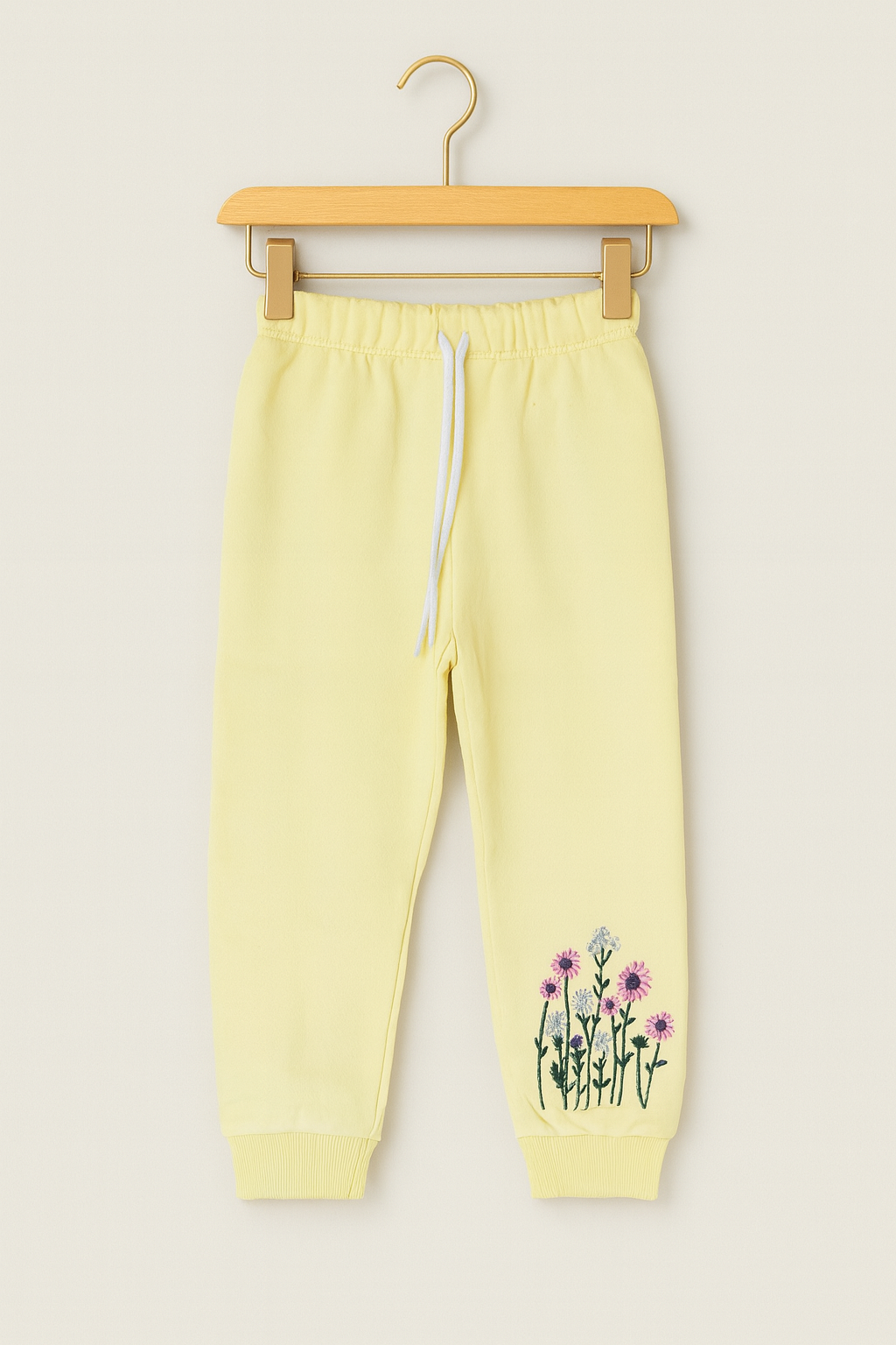 Blossom Charm Embroidered Joggers β Lemon Yellow πΌ