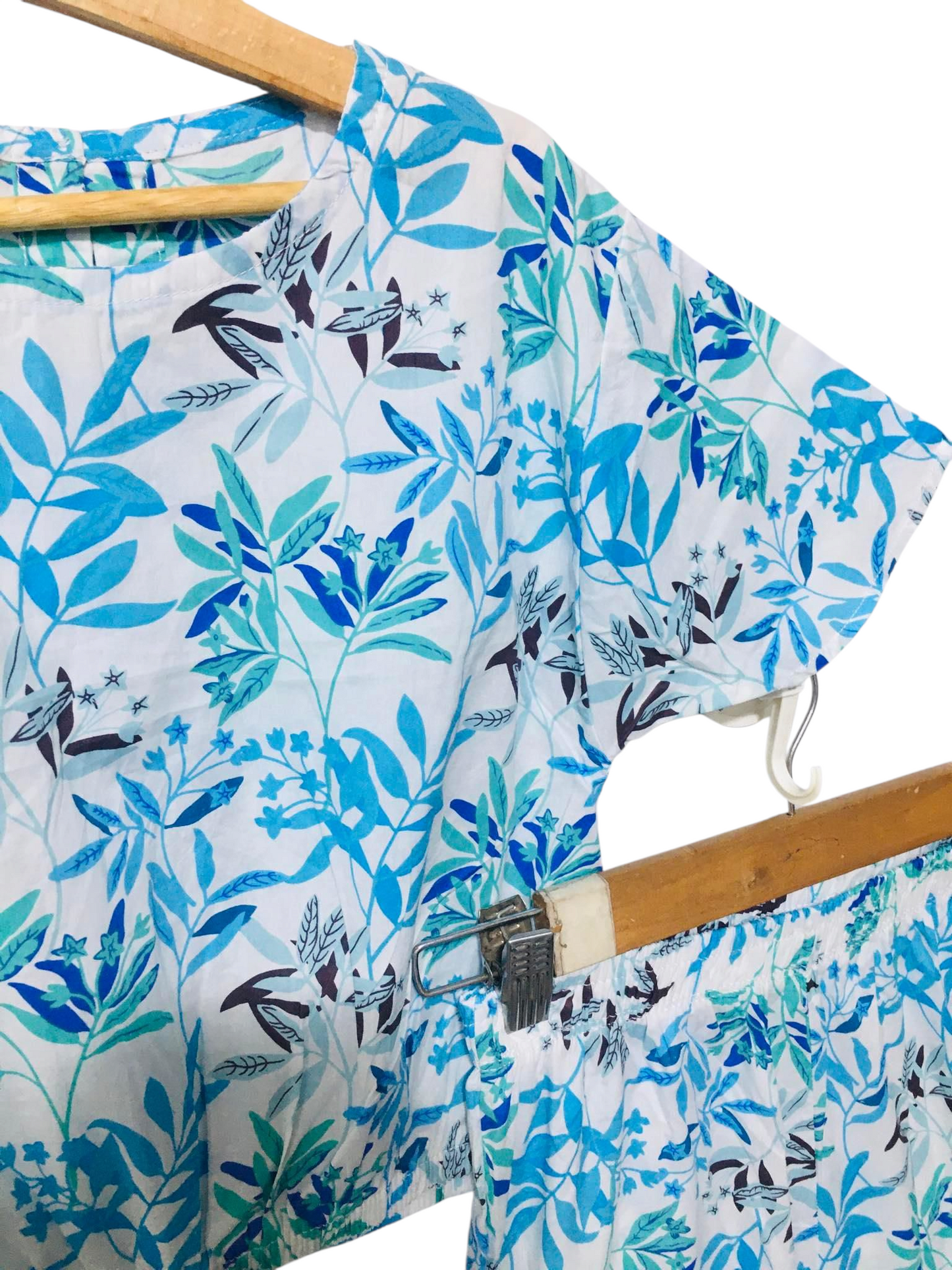 Blue Leaves Allover Print Skate Fish Girls 239