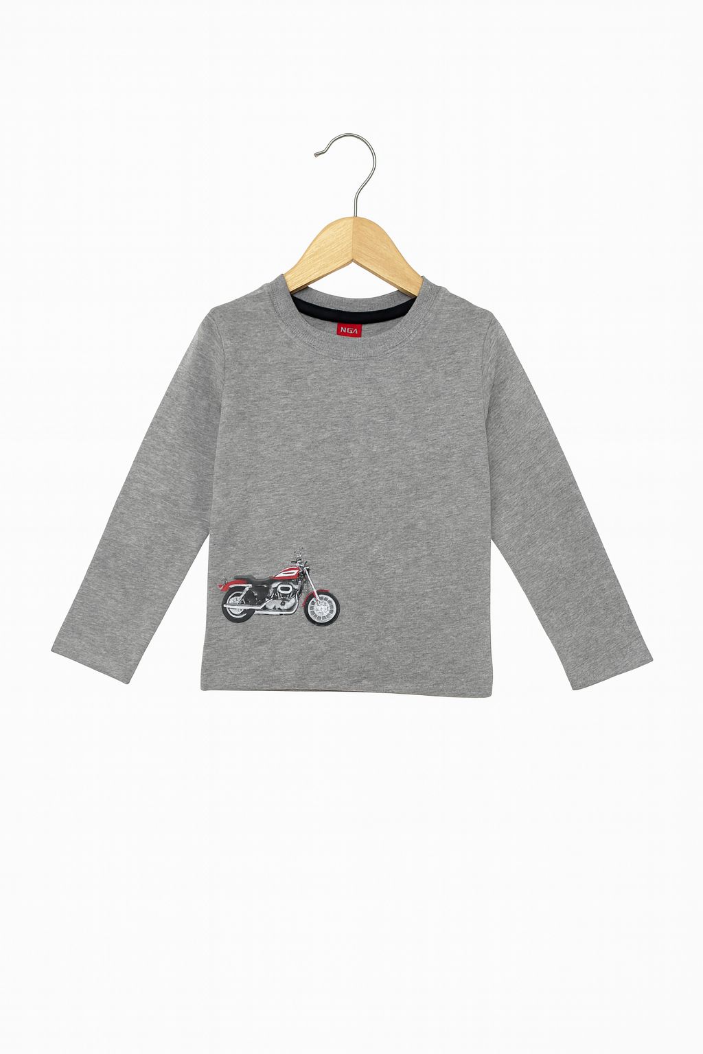 Motorbike Print Grey Full Sleeves Shirt Boys