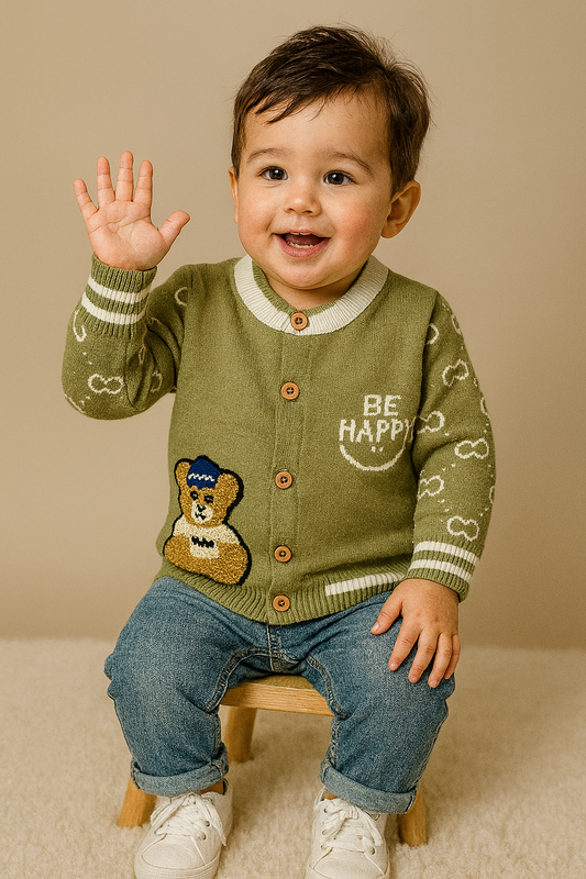 HAPPY Knitted Green Sweater Cardigans Boys