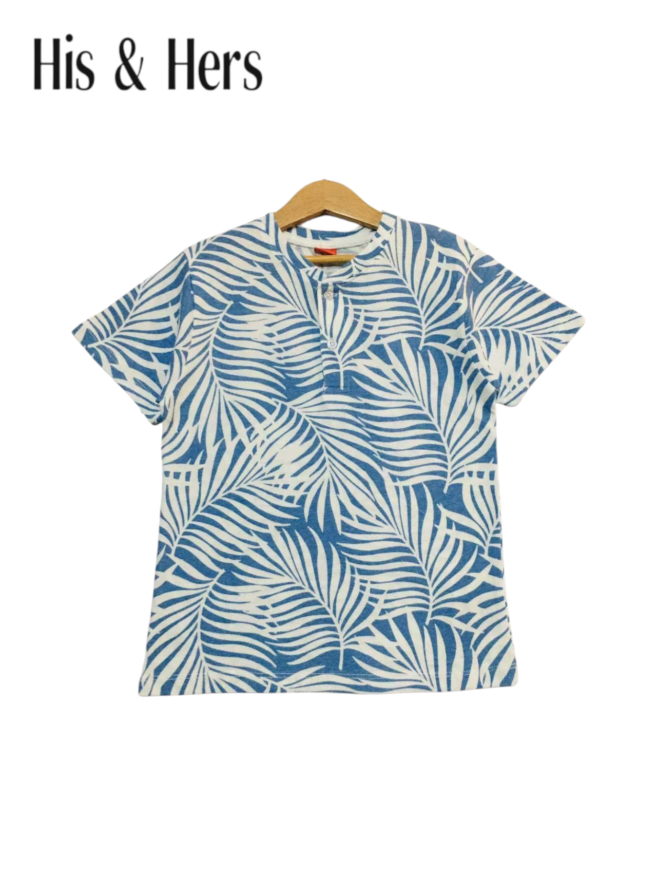 Palm Leaves Allover Print Henly Polo Shirt Boys 105