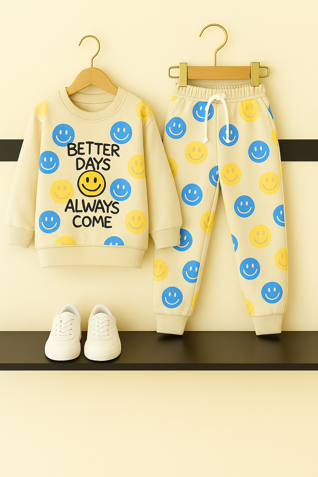 Smiley Face Kids Tracksuit – “Better Days Always Come” Print 233
