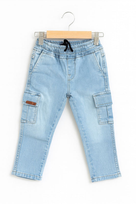 Side Pocket Cargo Jeans -Light Blue 119