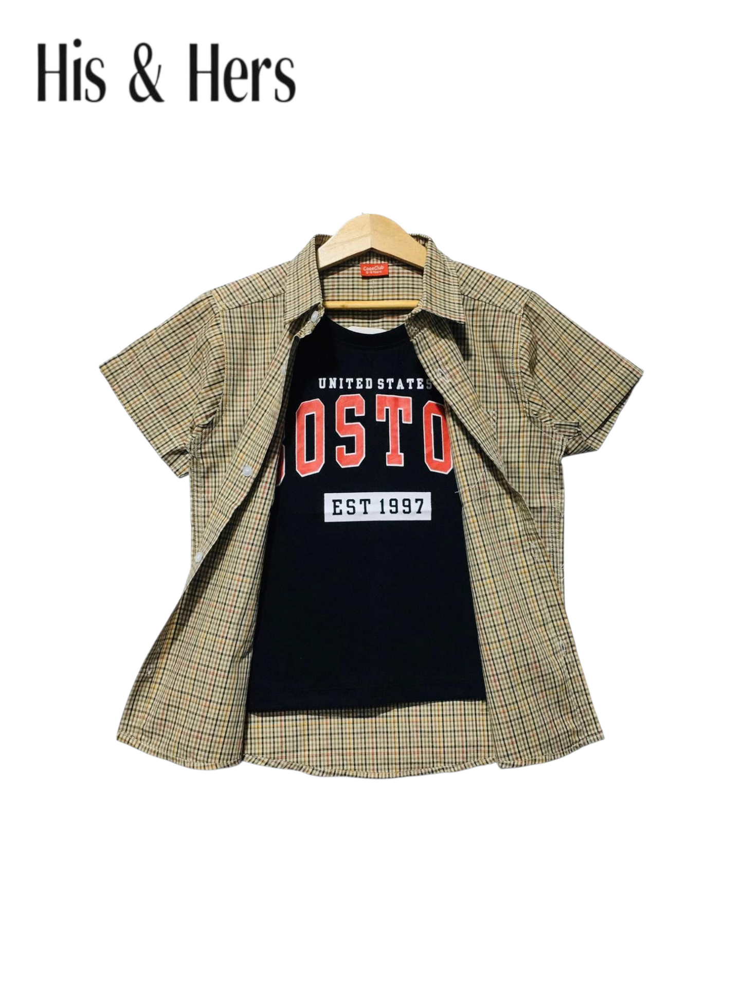 Beige Checked Double Casual Shirt Boys 208