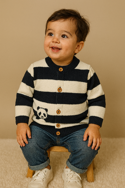 His&Hers Black Stripped Sweater Cardigans