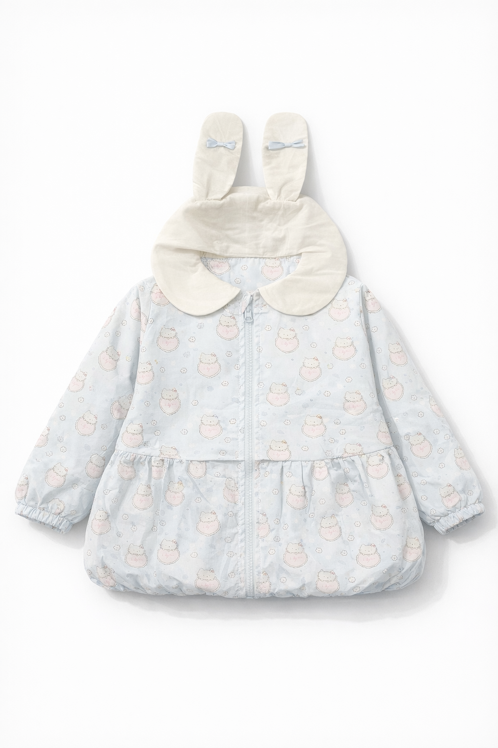Blue Kitten Printed Hooded Spring Jacket