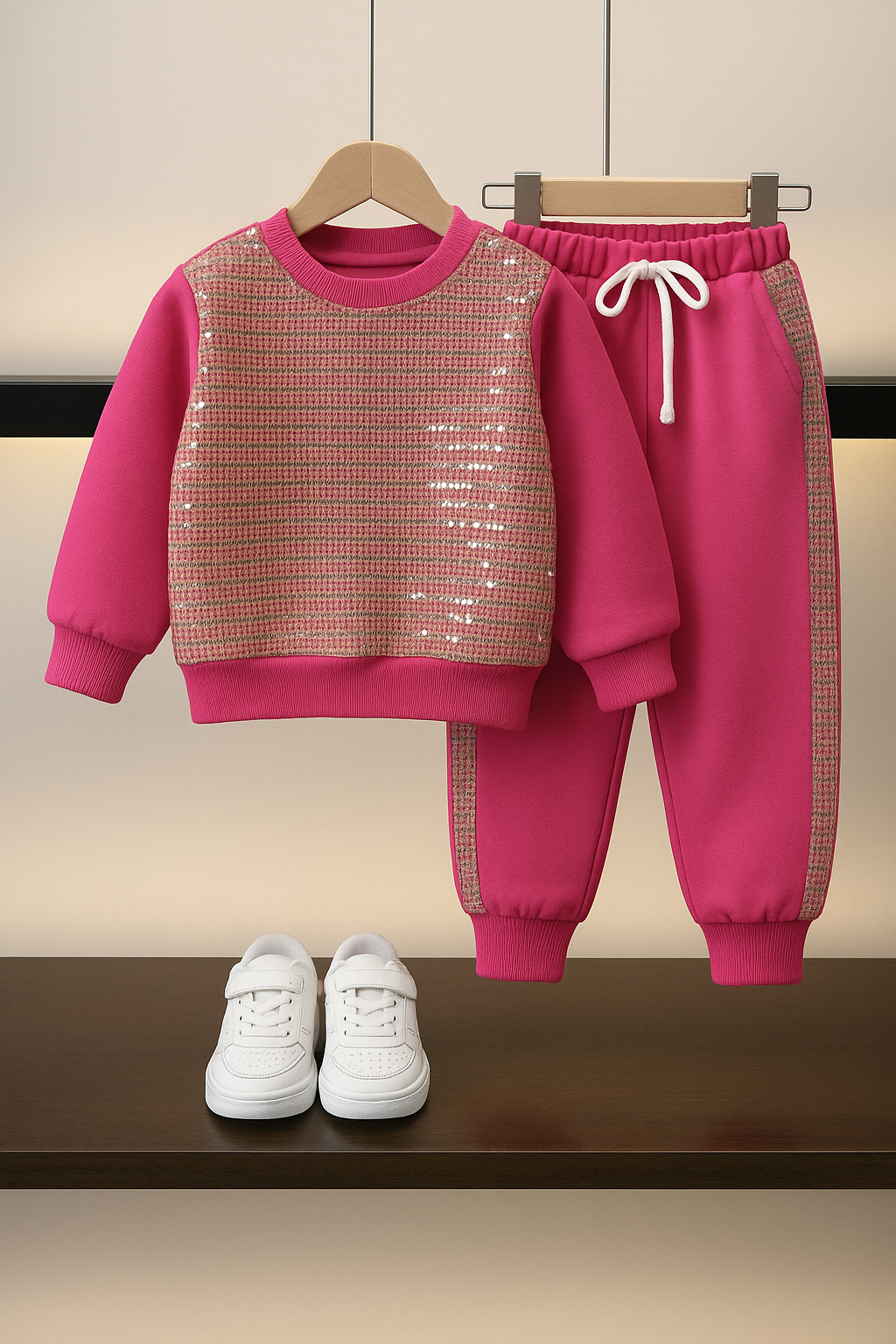 Sparkle & Shine Pink Sequin Tracksuit for Kids 233