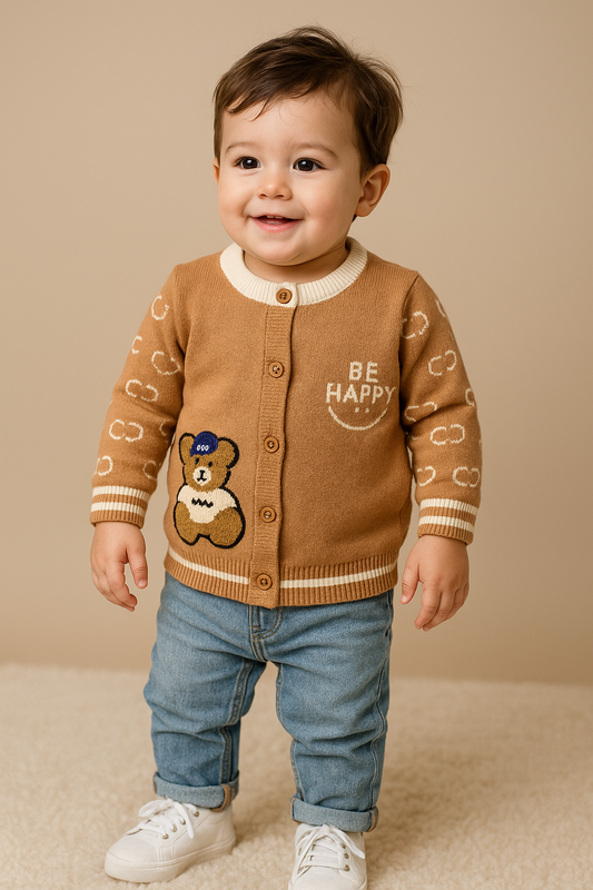 HAPPY Knitted Brown Sweater Cardigans Boys