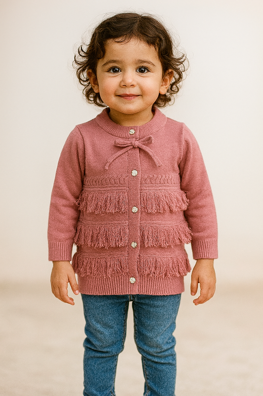 His&Hers Woolen Knitted Pink Sweater Cardigans