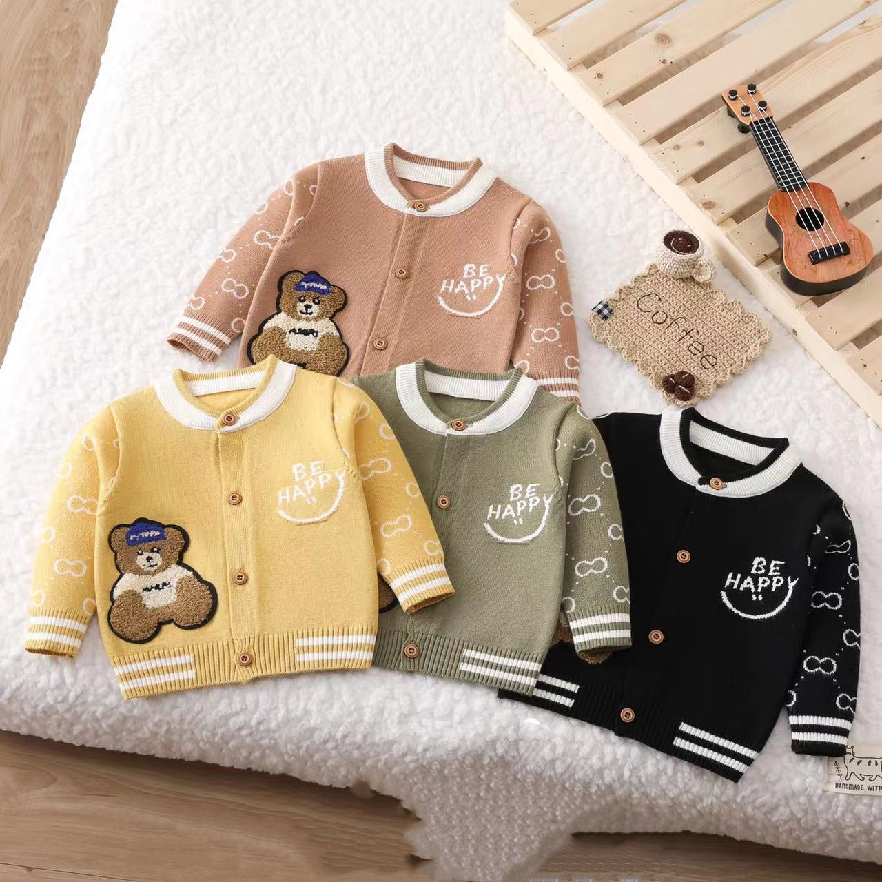 HAPPY Knitted Mustard Sweater Cardigans Boys