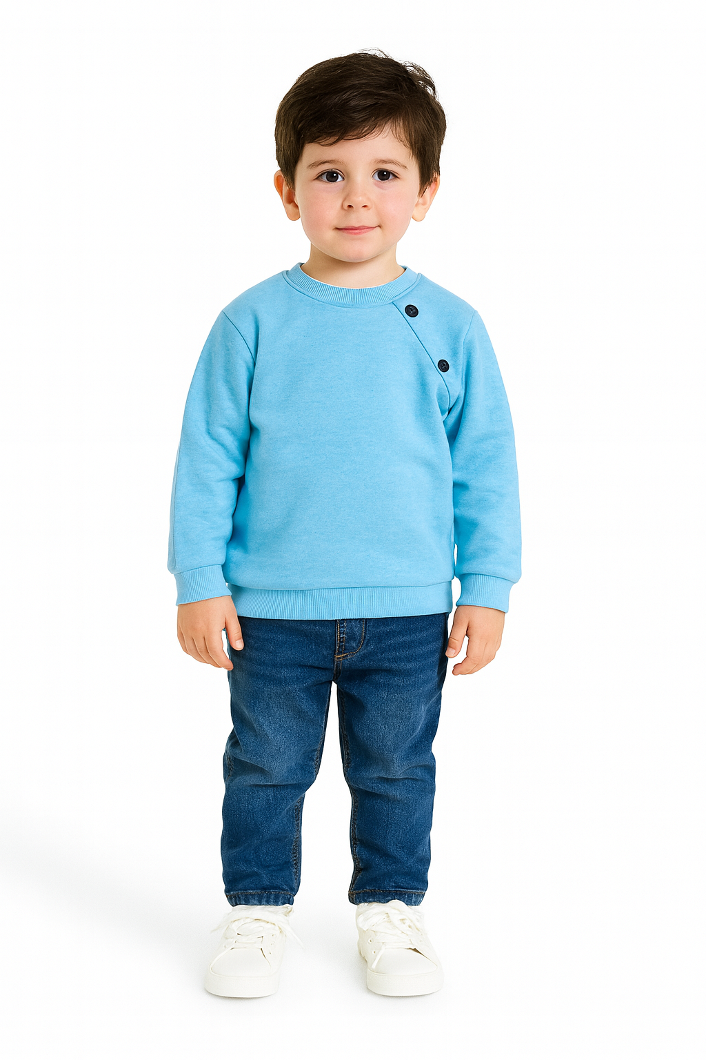 Side Buttons Blue Sweatshirt Boys 129