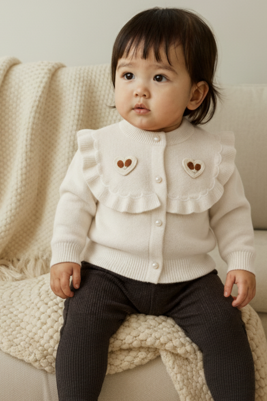 His&Hers Hearts White  Knited Sweater Cardigans