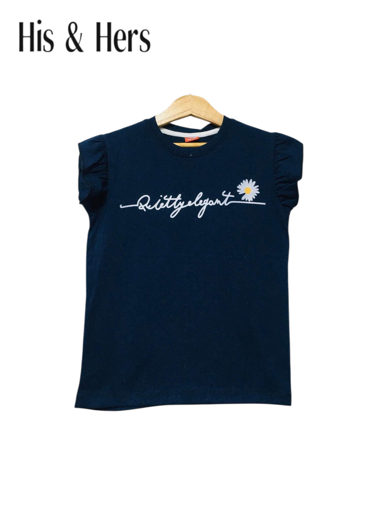 One Daisy Print Navy T-Shirt Girls 219