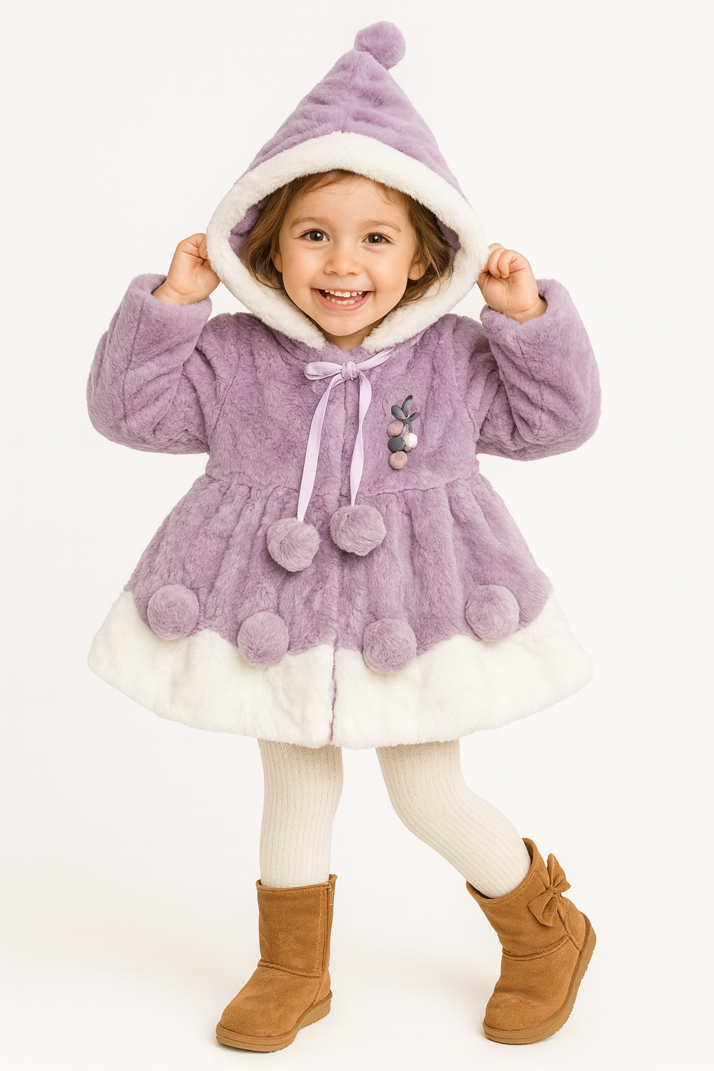 Purple Bunny Hooded Winter Coat for Girls