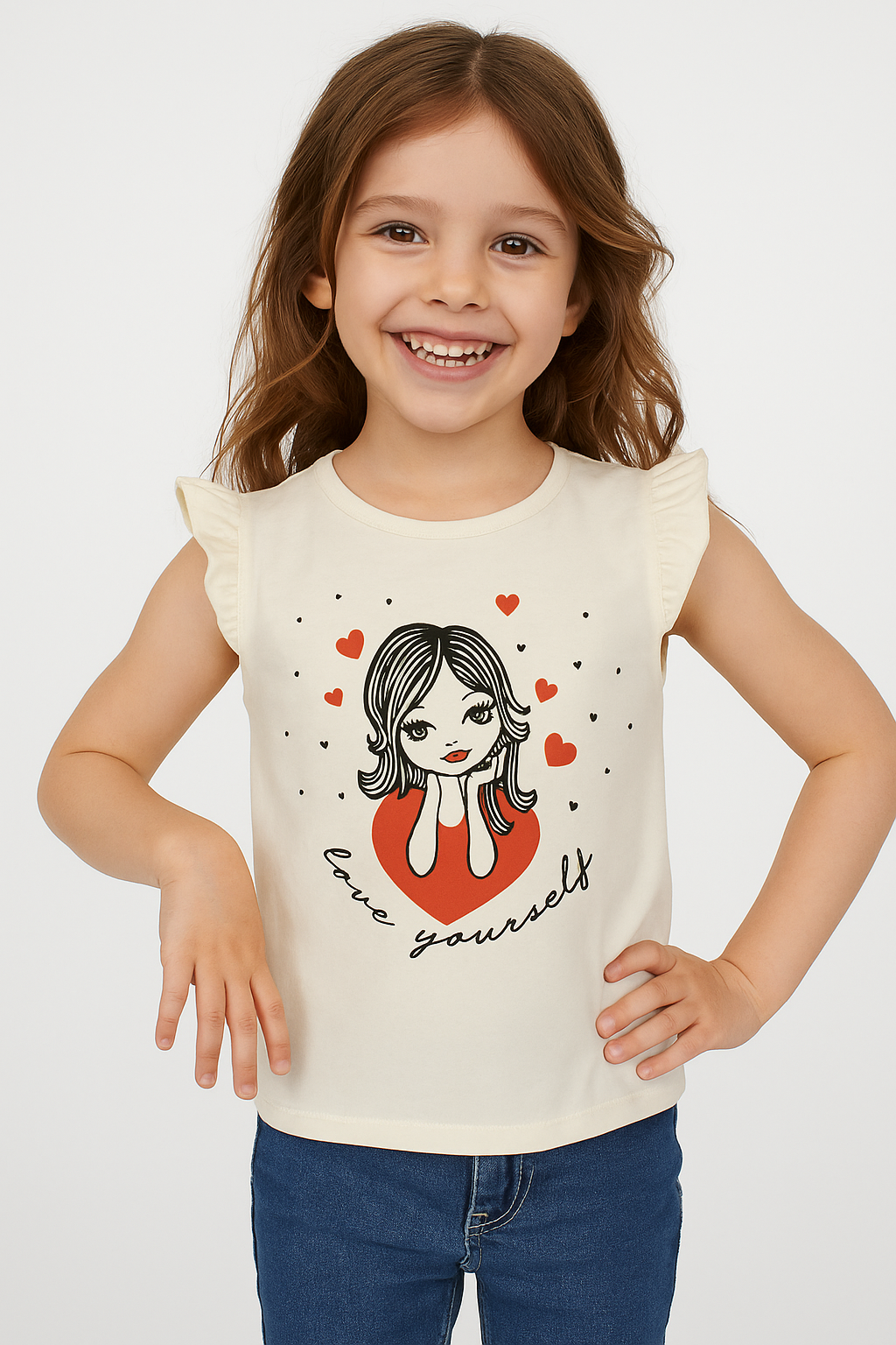 Love Yourself Cream T-Shirt Girls