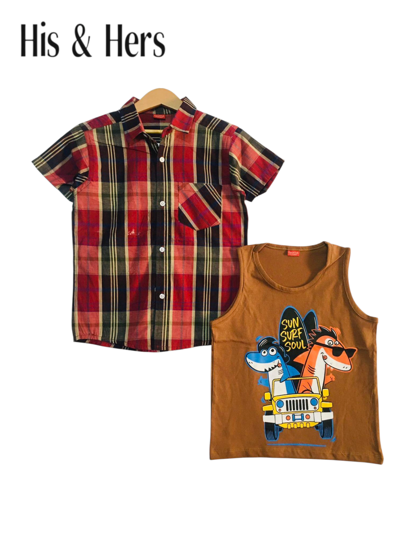 Black Red Checked Double Casual Shirt Boys 211