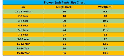 Kids Flowers Allover Embroidered Flapper Jeans – D Blue