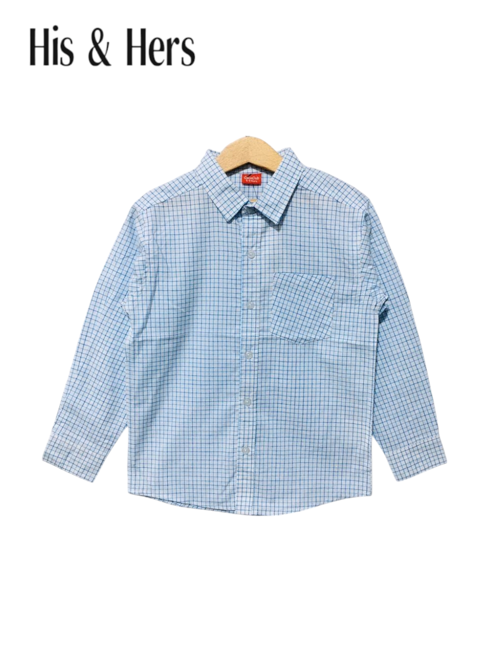 His&Hers Kid's Plaid Button Down White Check Shirts Cotton Long Sleeve Dress Shirt 110