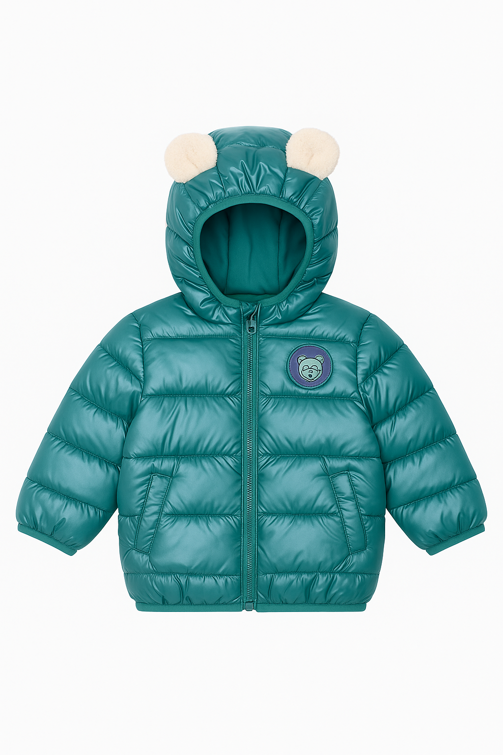 Teddy Ear Kids Puffer Jacket – Teal