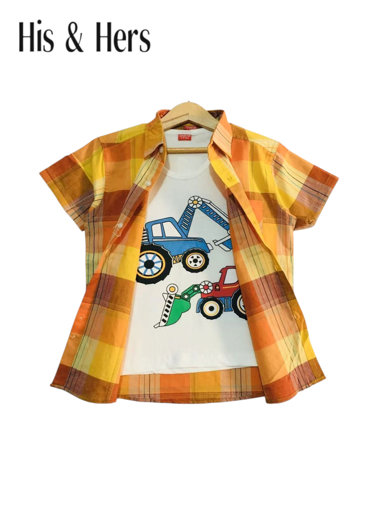White Inner Yellow Checked Double Casual Shirt Boys 211