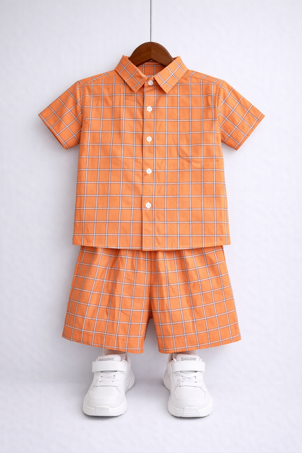 Orange Checked Cotton Nicker Suit Boys 526