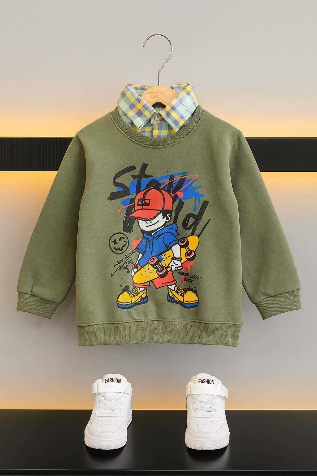 Boy Print Green Double Sweatshirt Boys 284