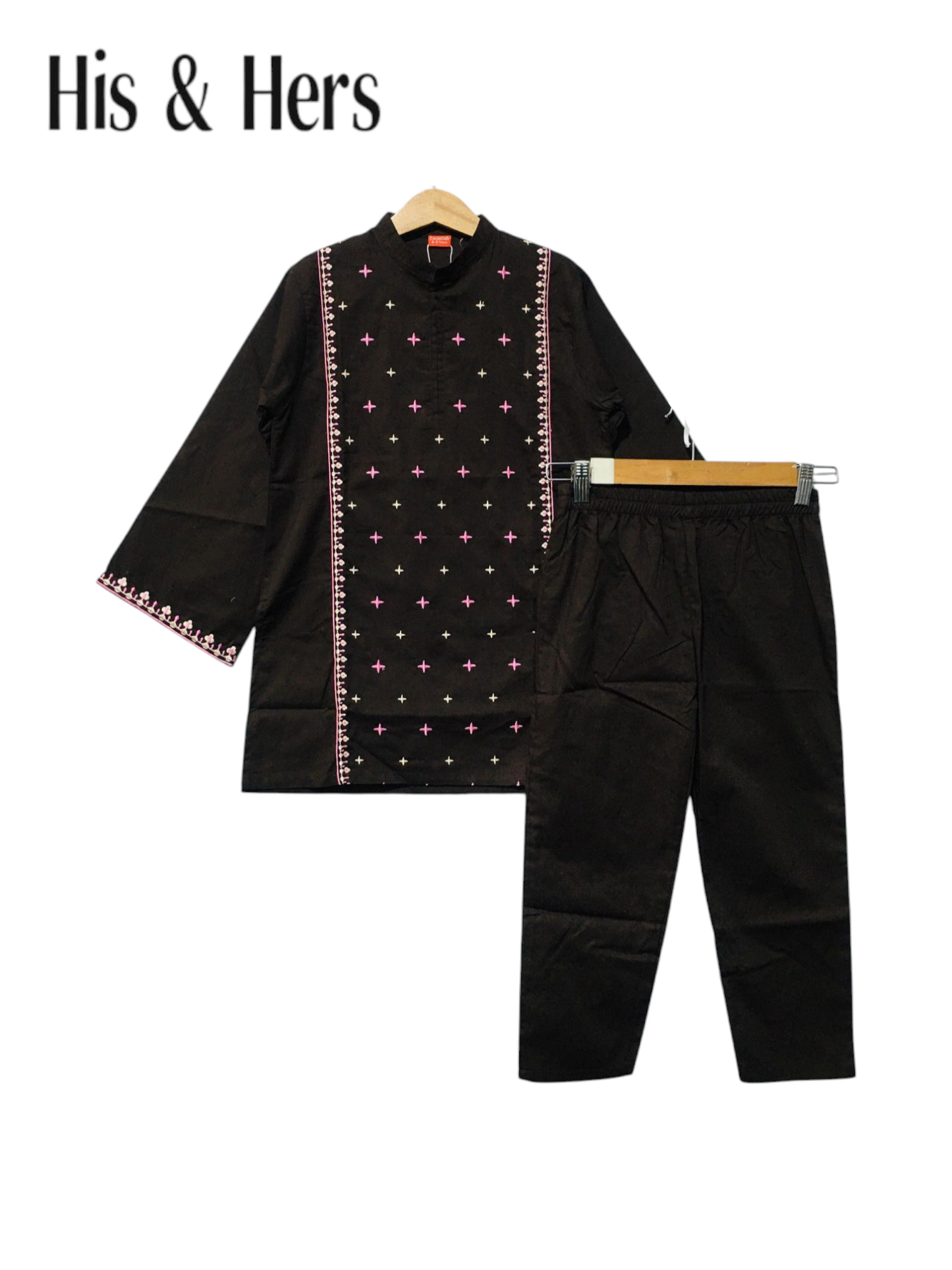 Stars Embroidered Chocolate Brown 2PCS Suit 102