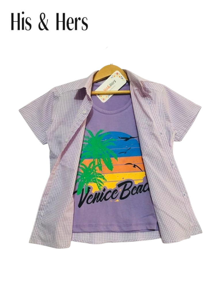 Purple Checked Double Casual Shirt Boys 211