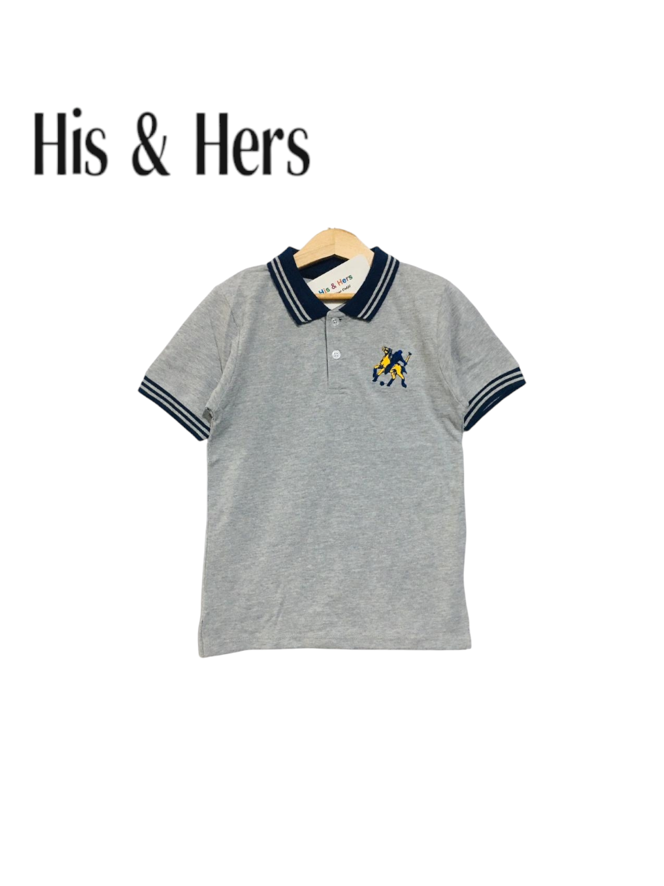 His&Hers Kid's Plain Gray Collar Polo Shirt Boys104