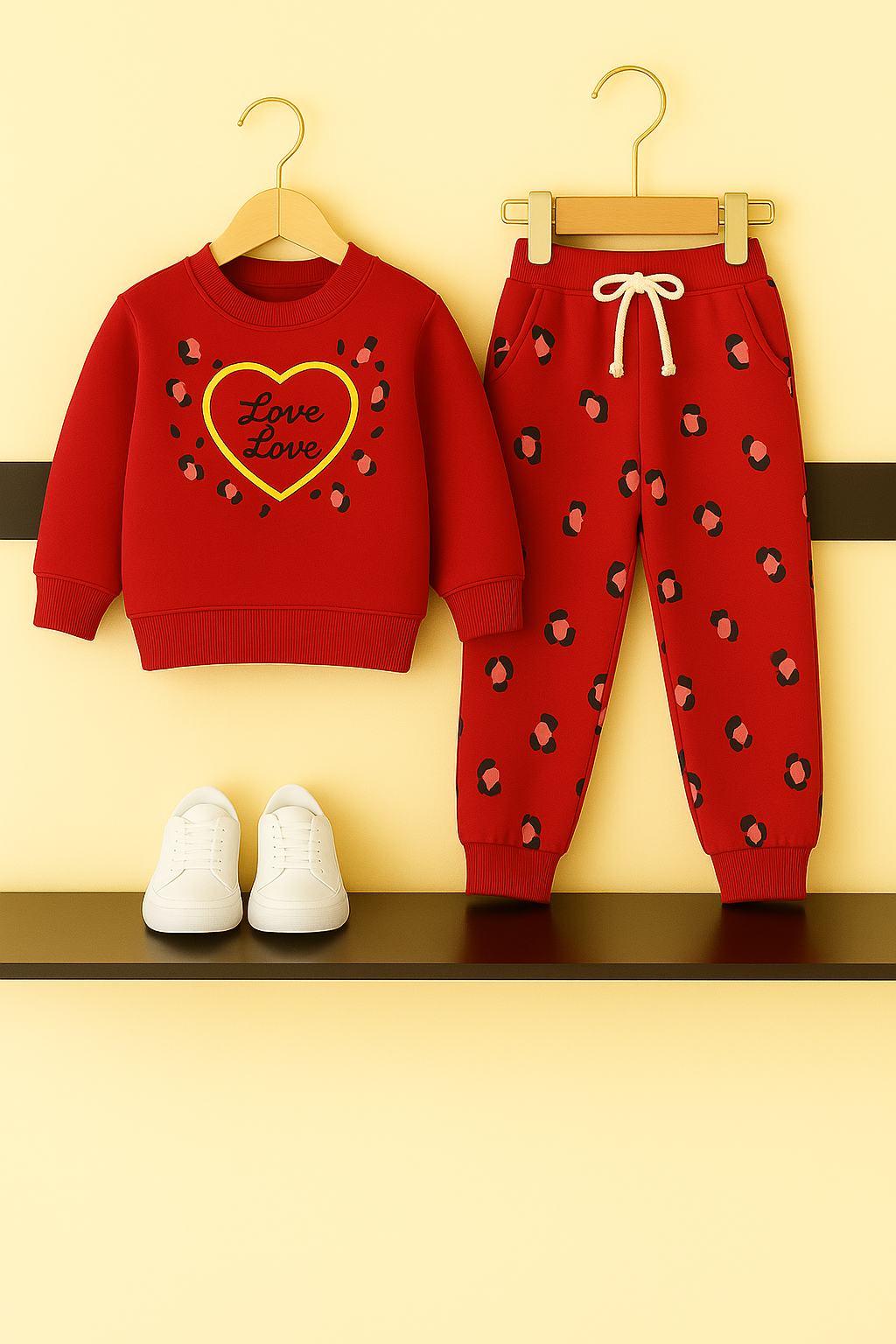 “Love of Love” Heart Print Red Girls Tracksuit 205