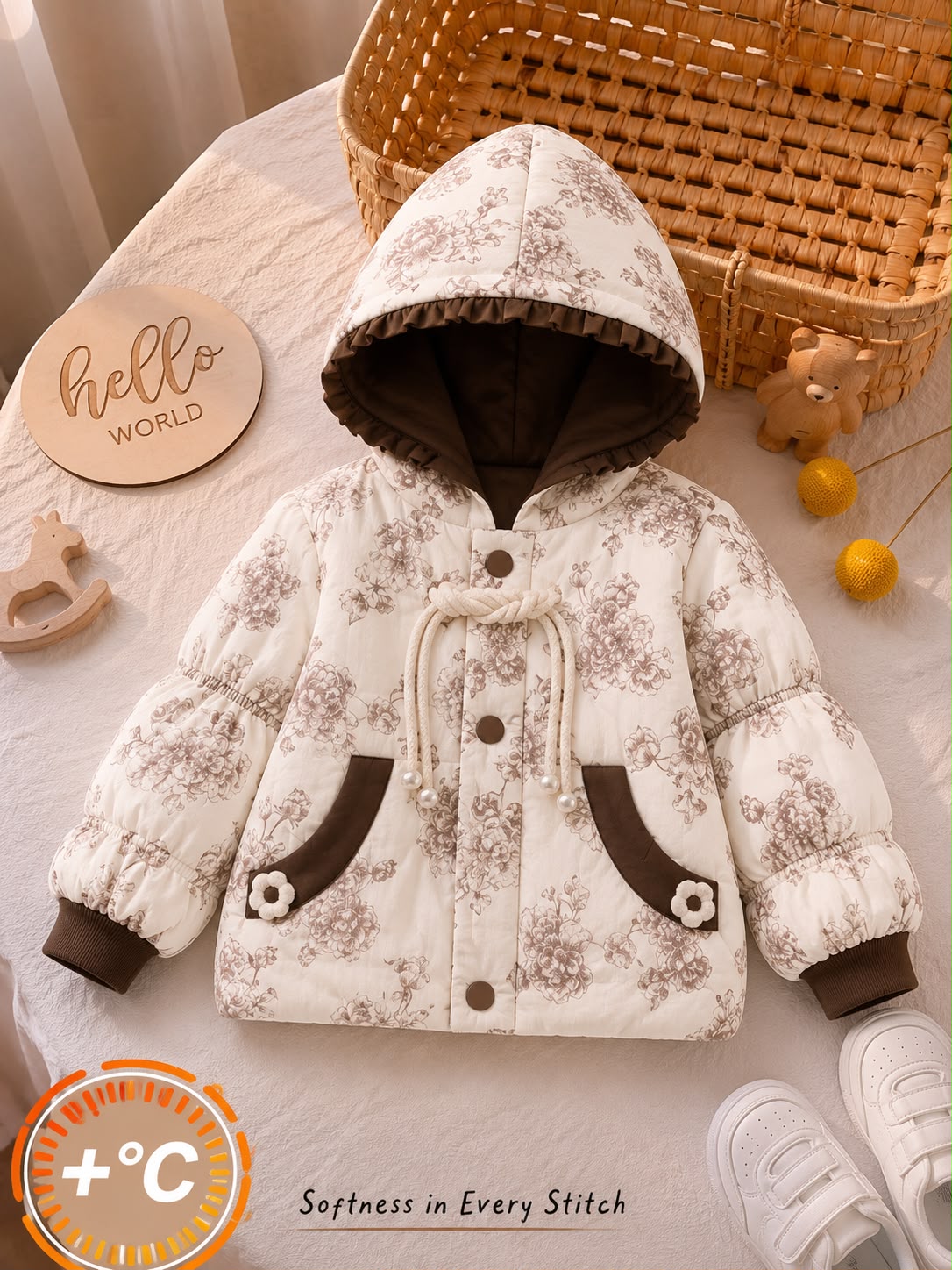 Blossom Pearl Puffer Jacket 🌸-Brown 902+903