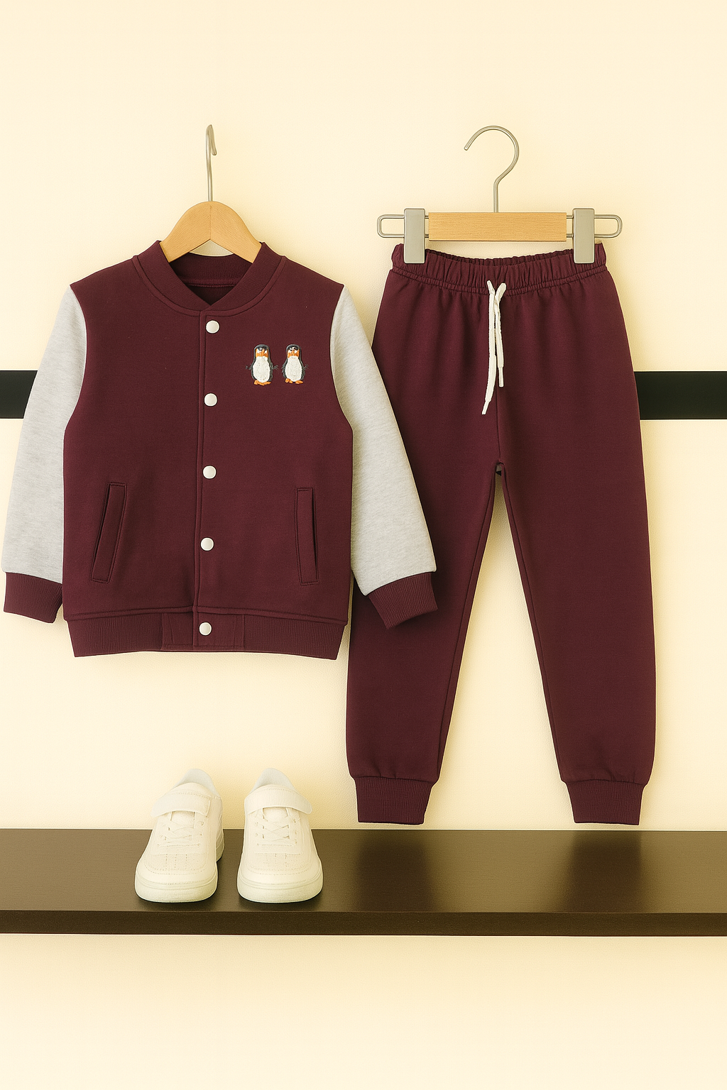 Mini Champ Varsity Tracksuit – Mahroon- Cream Edition 416