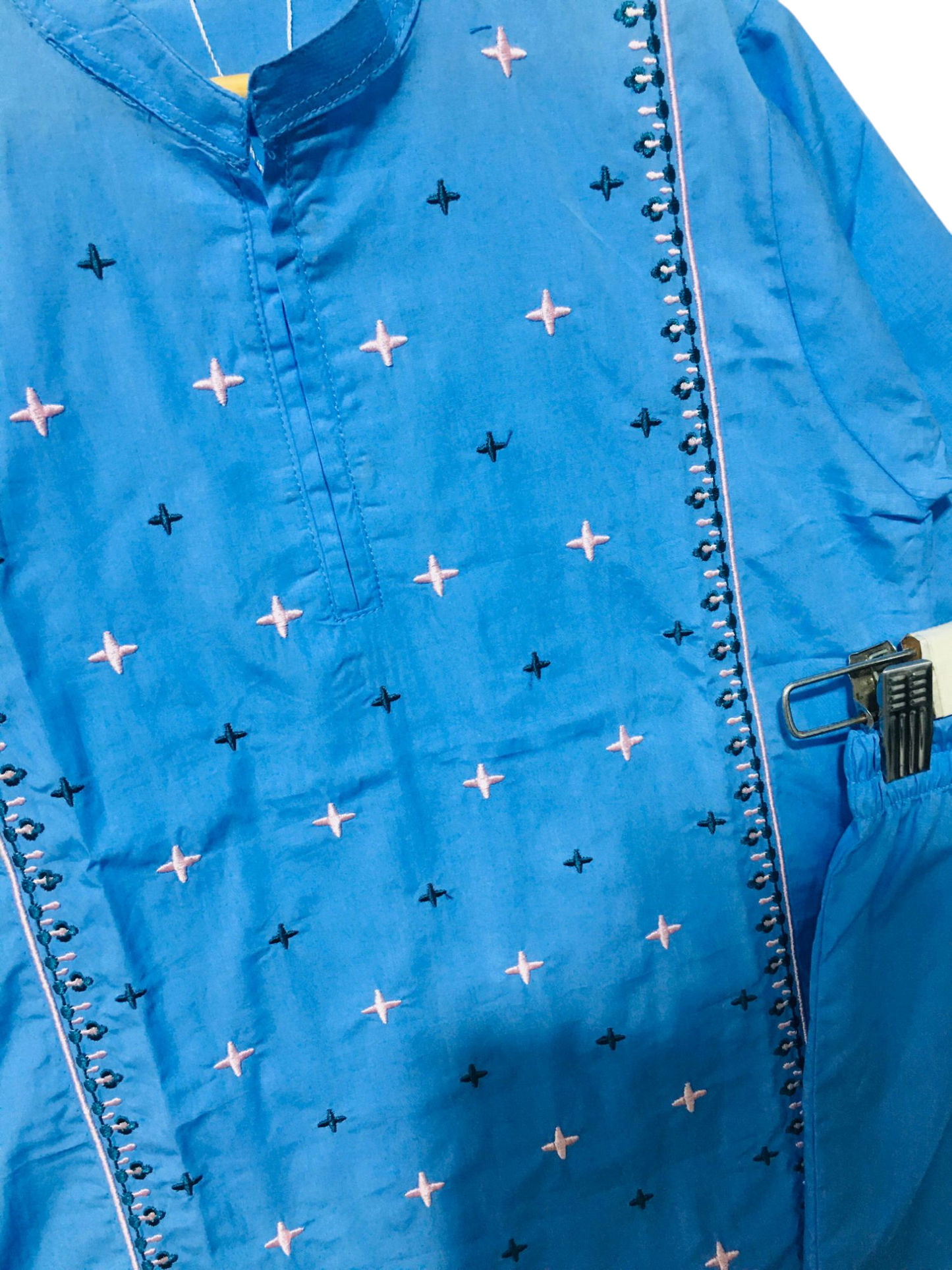 Stars Embroidered Blue 2PCS Suit 231
