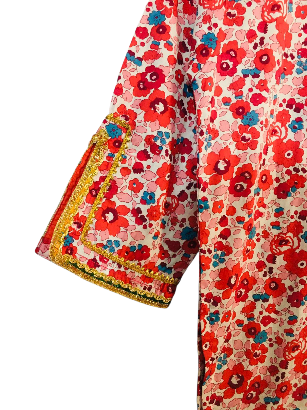 Floral Kurti & Shalwar Set for Girls – Red & Multicolor Print 440