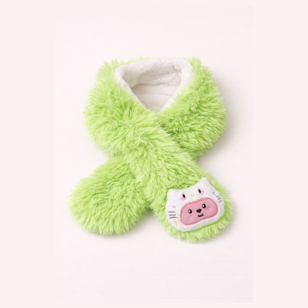 Kitten Plush Green Scarf for Kids 🐥