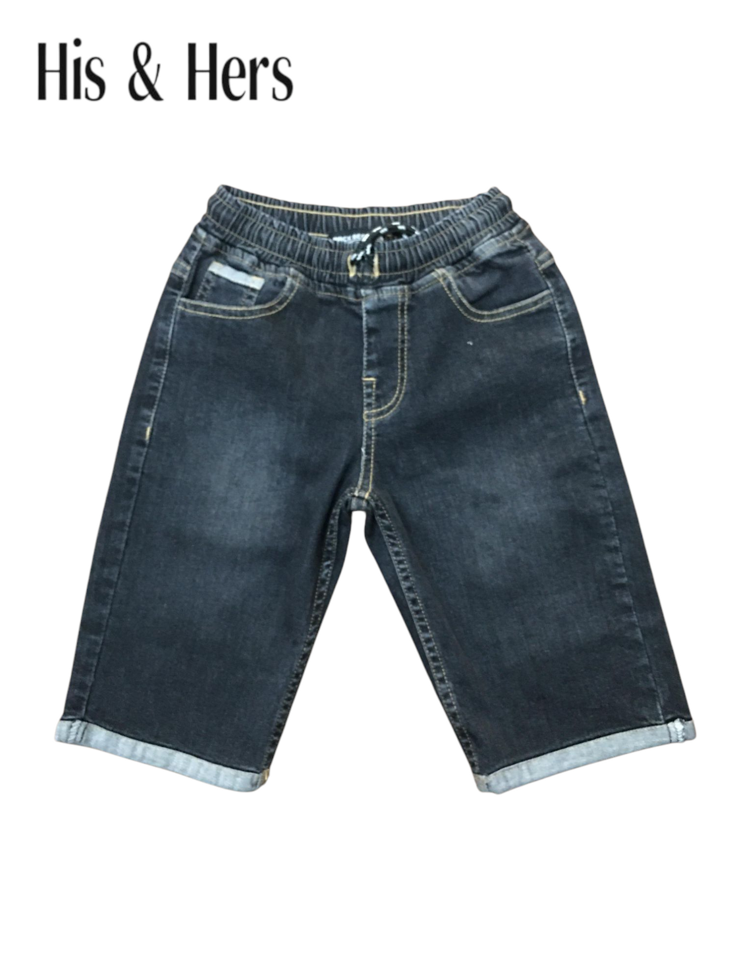 His&Hers Kid's Elastic Waist Charcoal Denim Shorts Boys 265