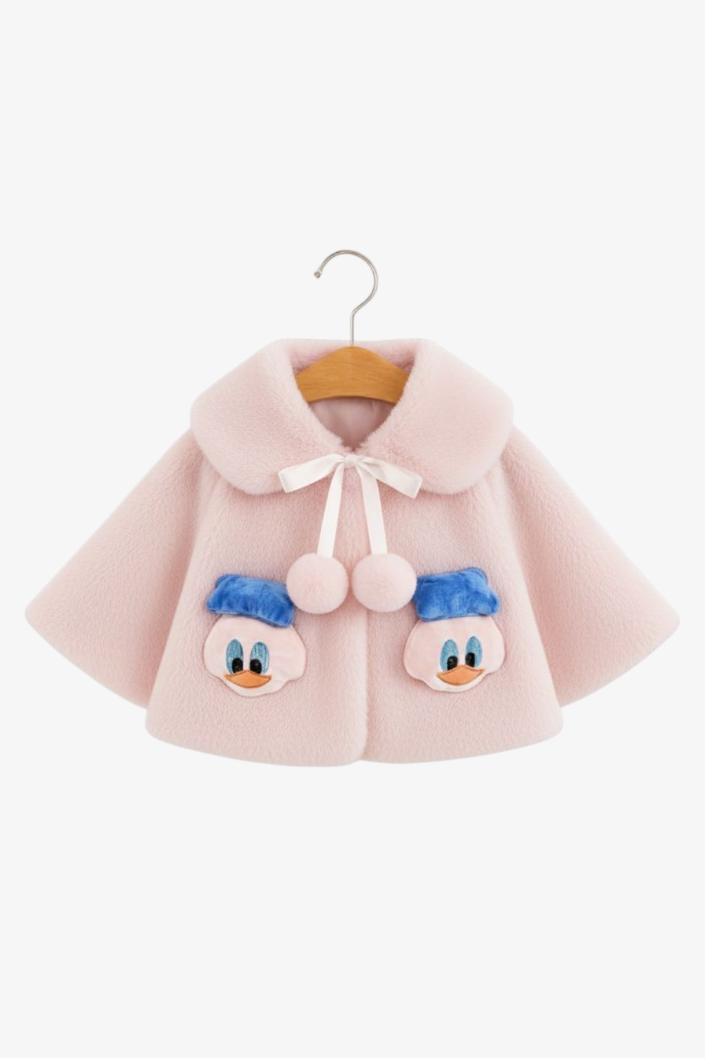 Fluffy Pink Winter Cape for Baby Girls – 3D Duckling