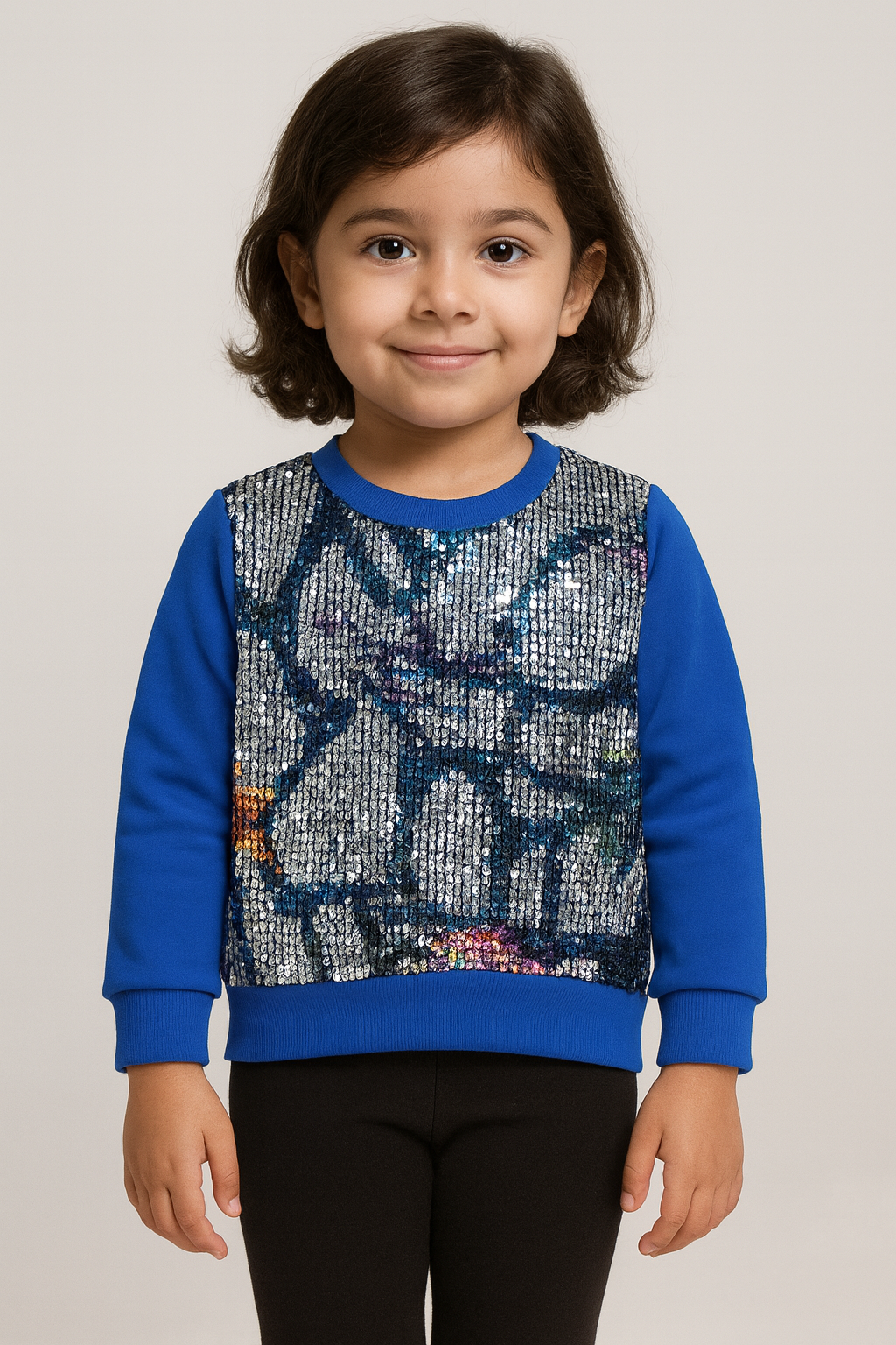 Girls Blue Sequin Sweatshirt – Winter Sparkle Edition 408